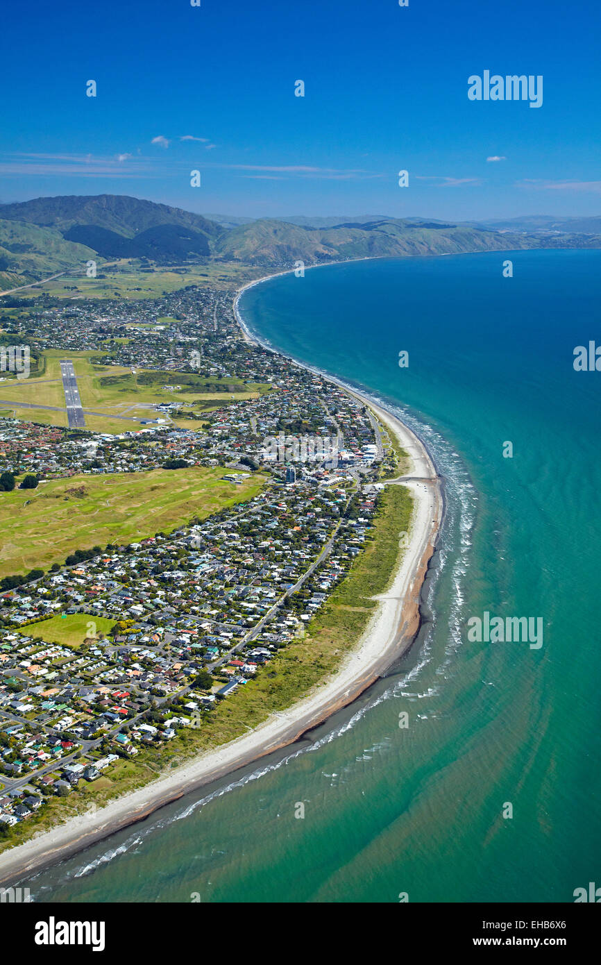 Paraparaumu Beach, Kapiti Coast, Wellington, North Island, New Zealand -  aerial Stock Photo - Alamy