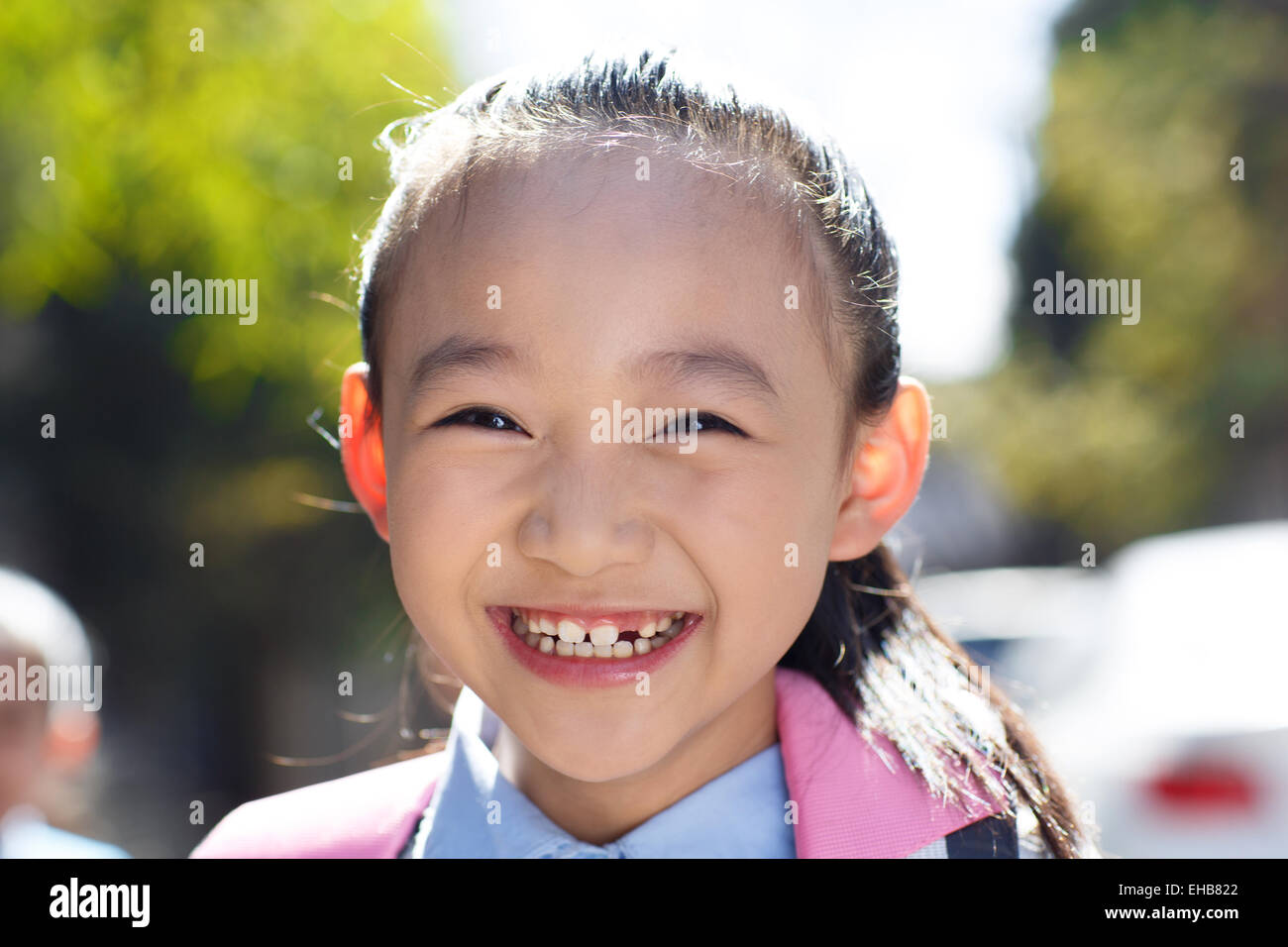 Happy primary school students in the school Stock Photo