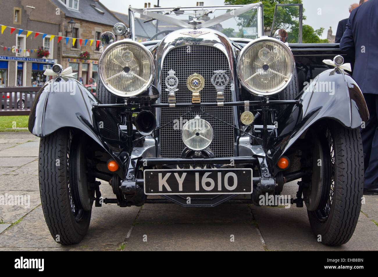 2-litre Carlton bodied Lagonda Speed drophead coupé, 1932, in use as a wedding limousine, Kirkwall, Orkney Islands, Scotland Stock Photo