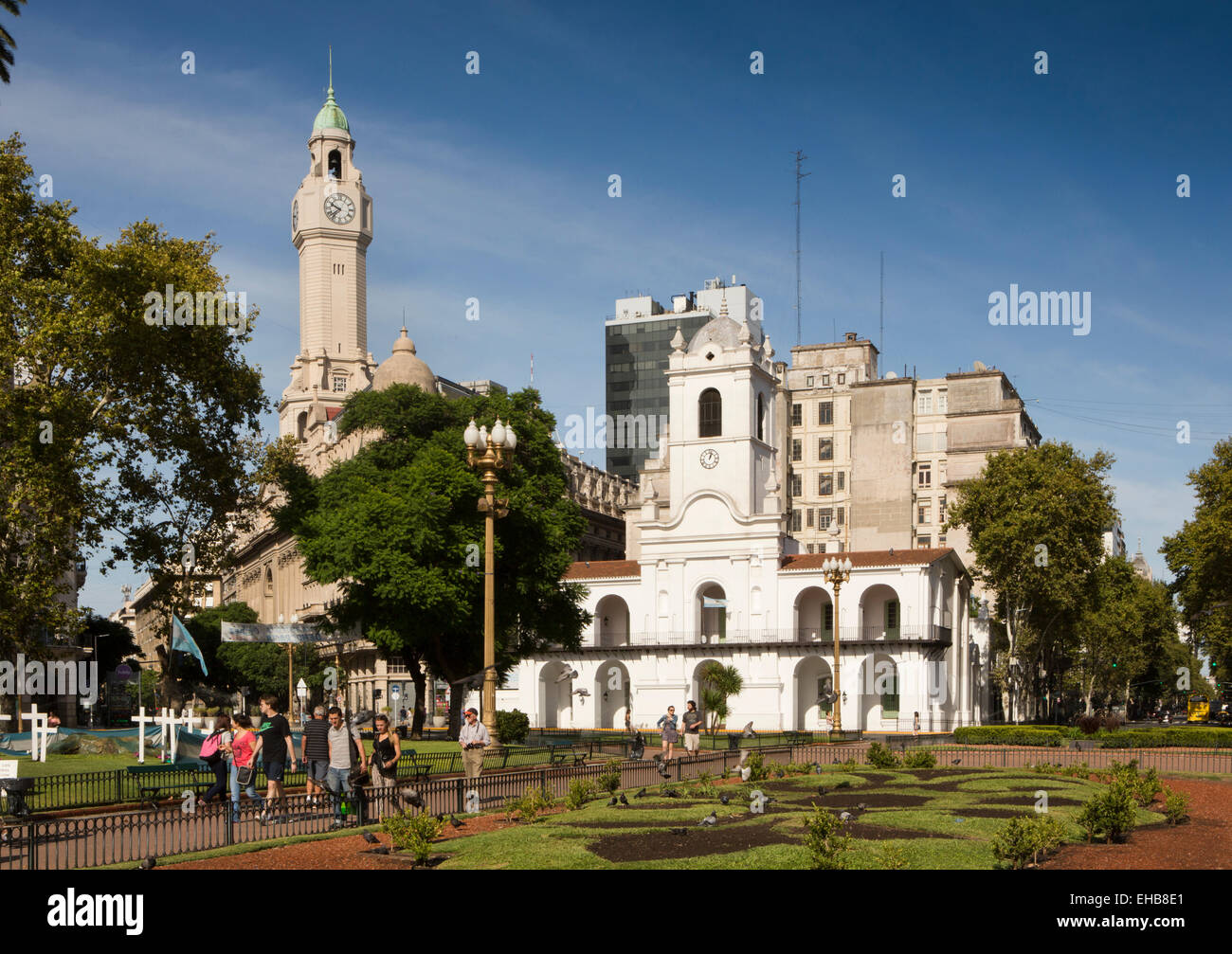 Argentina, Buenos Aires, Plaza de Mayo, towards Cabildo museum, former government house Stock Photo