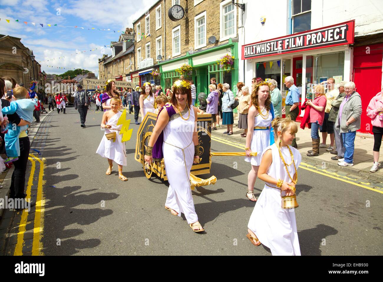 Girls and women parading, Haltwhistle Carnival, Haltwhistle, Northumberland, UK. Stock Photo