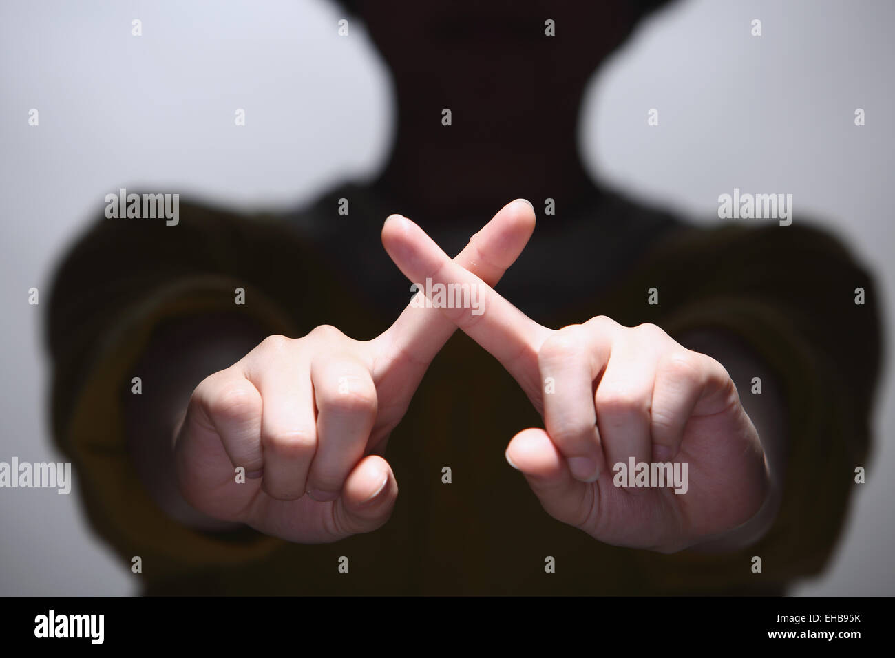 Japanese gesture for no Stock Photo