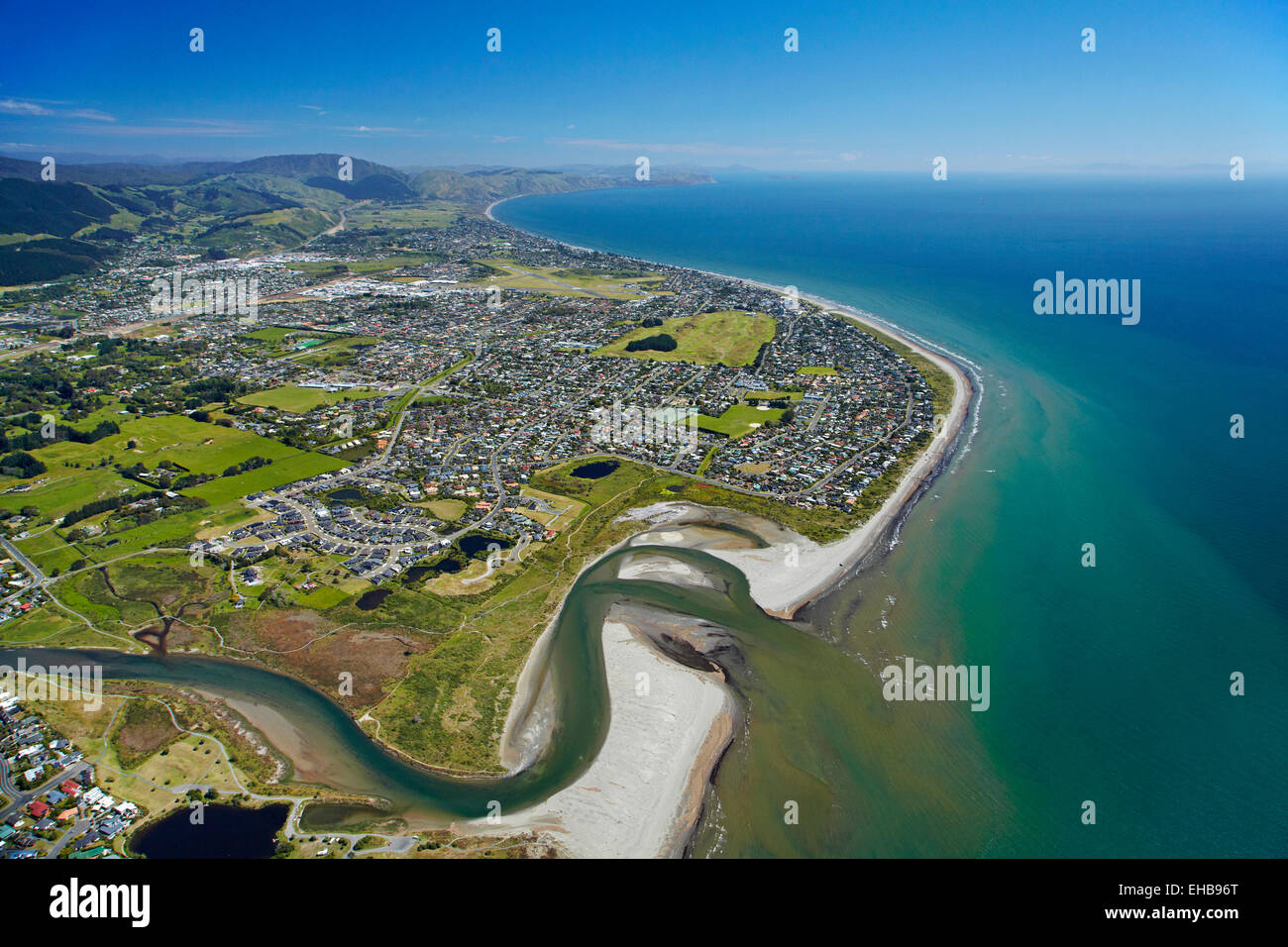 Waikanae River, and Paraparaumu Beach, Kapiti Coast, Wellington region