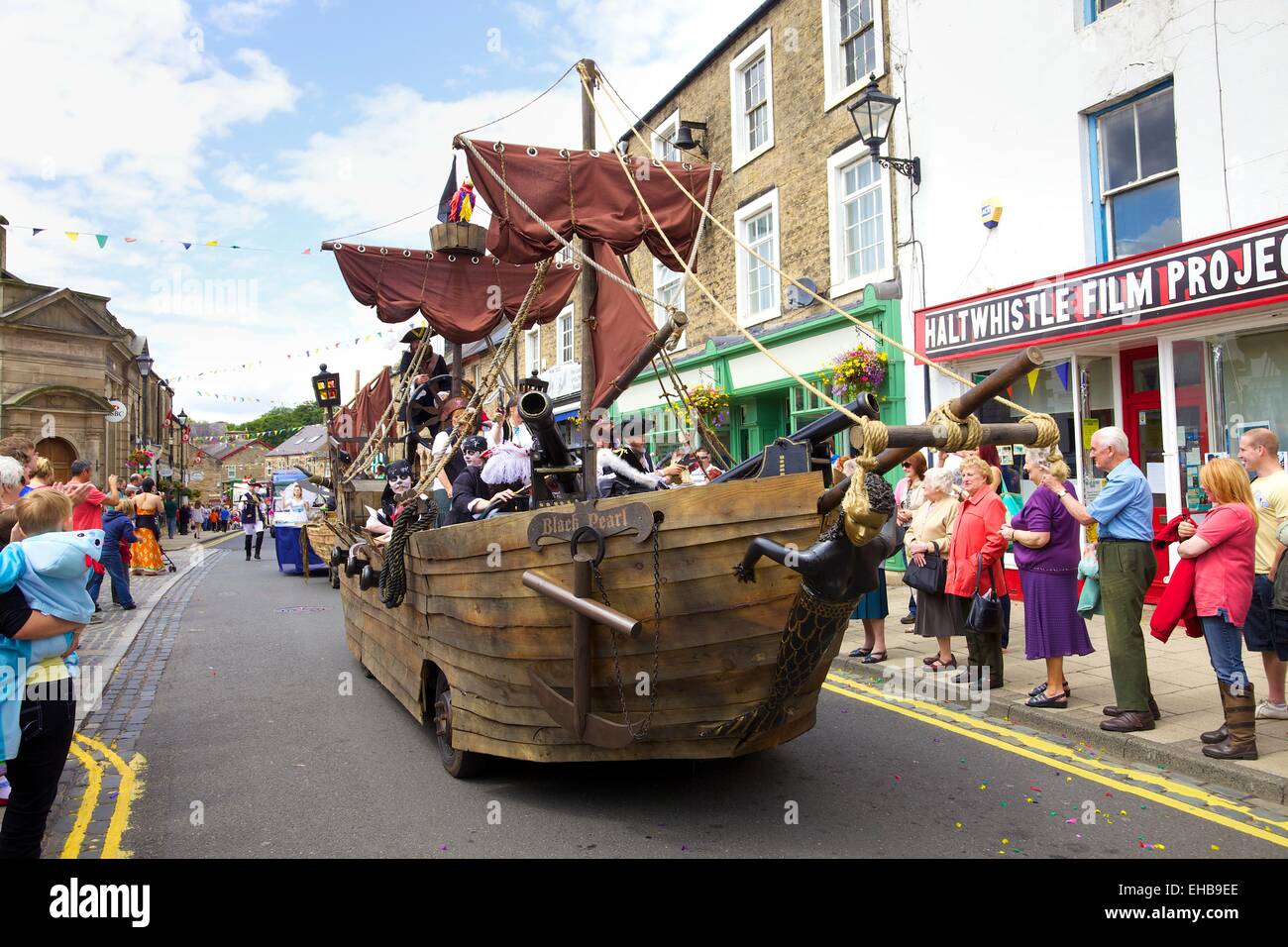 Pirate Ship Float, Haltwhistle Carnival, Haltwhistle, Northumberland, UK. Stock Photo