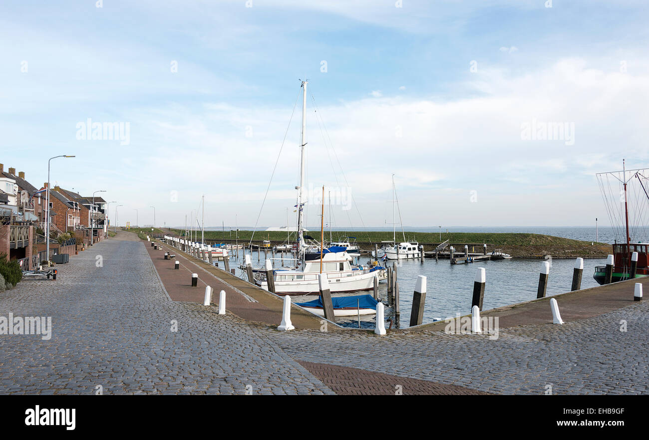 old village ouddorp with smaal harbor Stock Photo
