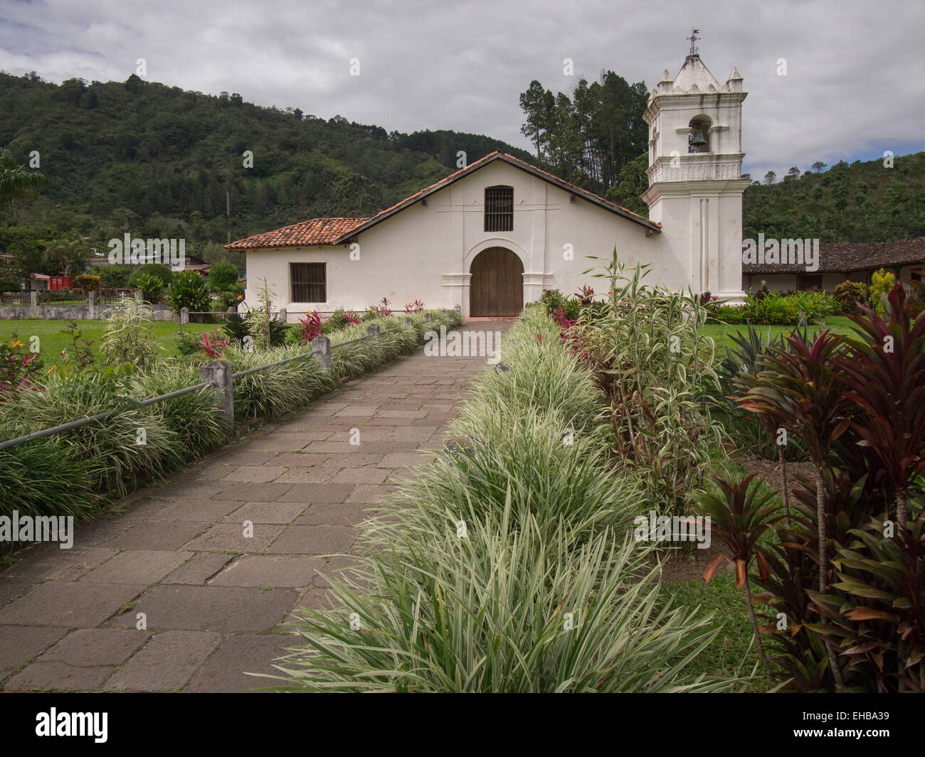 This church (Iglesia de San José Orosi) built in 1743 is the oldest religious site still in use in Costa Rica. Stock Photo