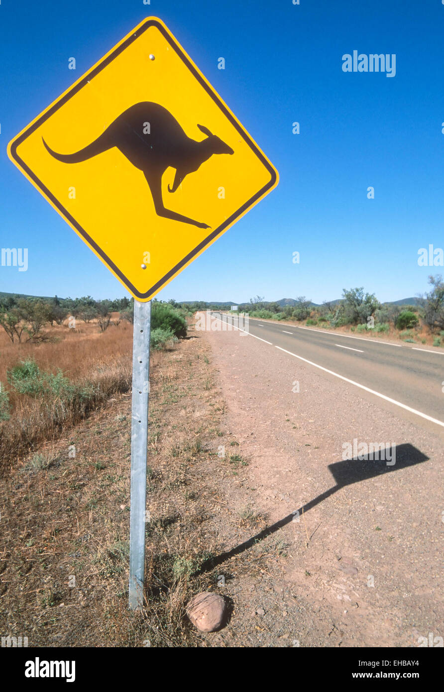 Kangaroo sign in Australian outback South Australia Stock Photo