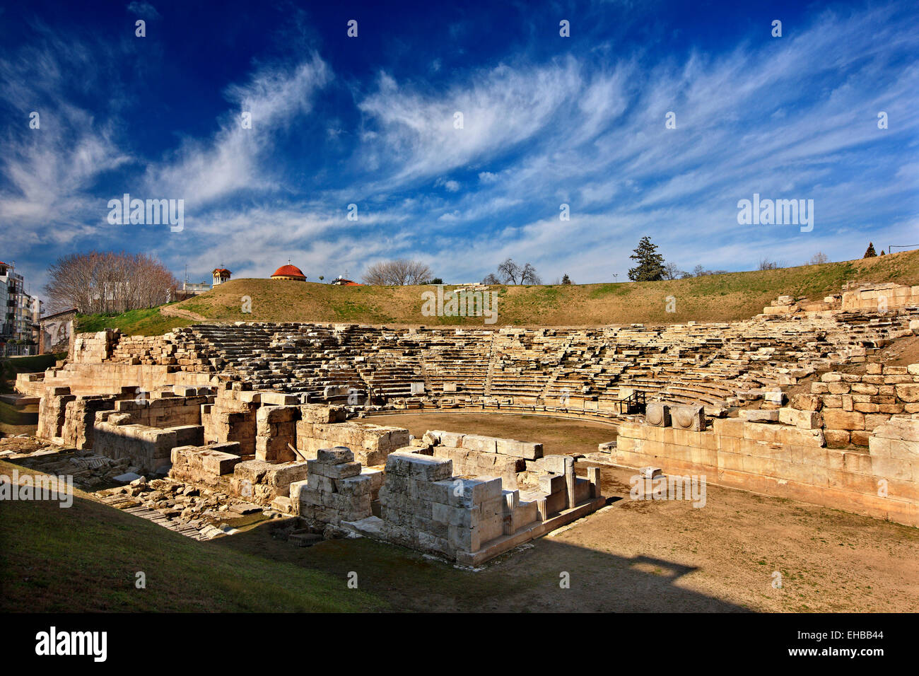 The Ancient Theater A (First Ancient Theater) of Larissa city, Thessaly, Greece, Europe. Stock Photo