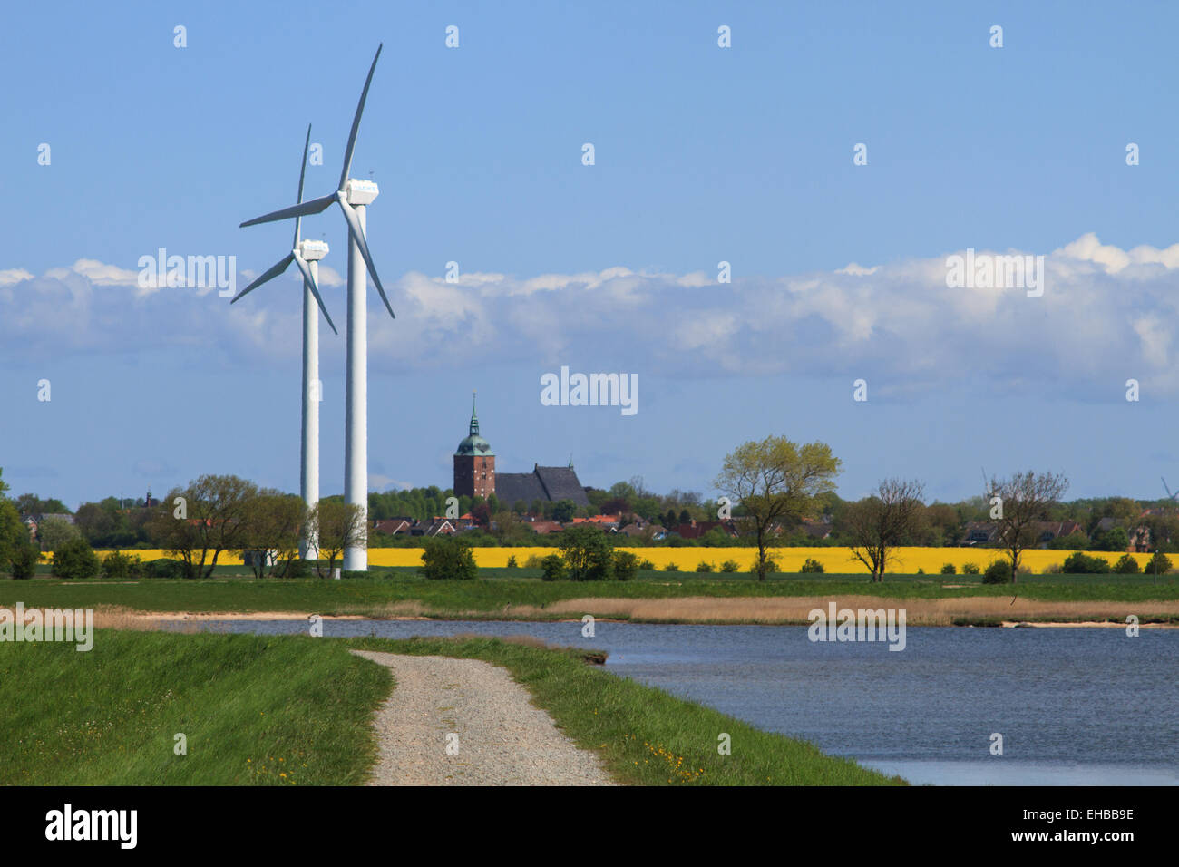 Wind turbine close to the german sea Stock Photo