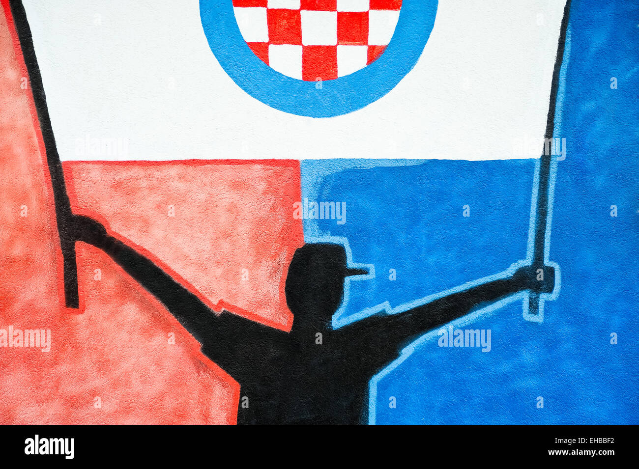 Figure holding flag of Croatia Stock Photo