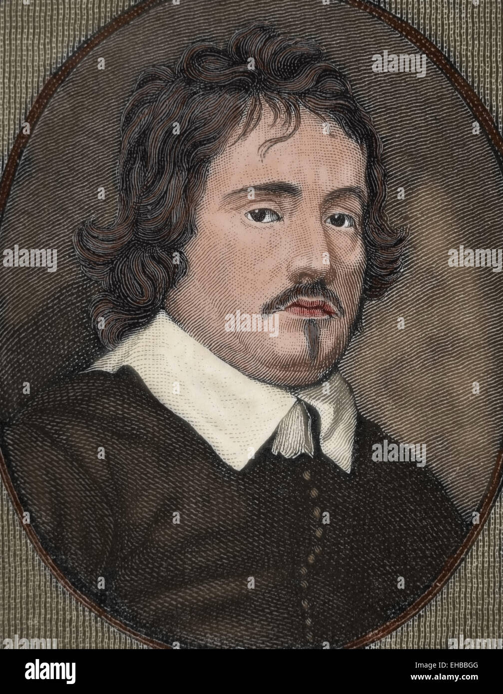 John Pym (1584-1643). English parliamentarian, leader of the Long Parliament. Portrait. Engraving. Colored. Stock Photo