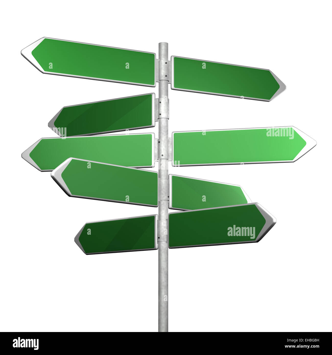 green directionl signs on a white background Stock Photo - Alamy