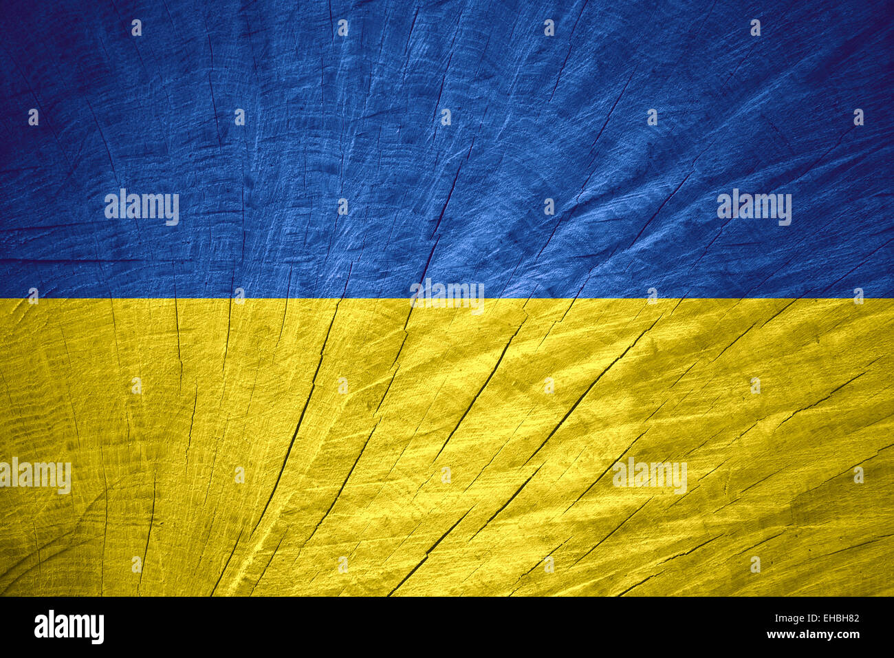 Ukraine flag or banner on wooden texture Stock Photo