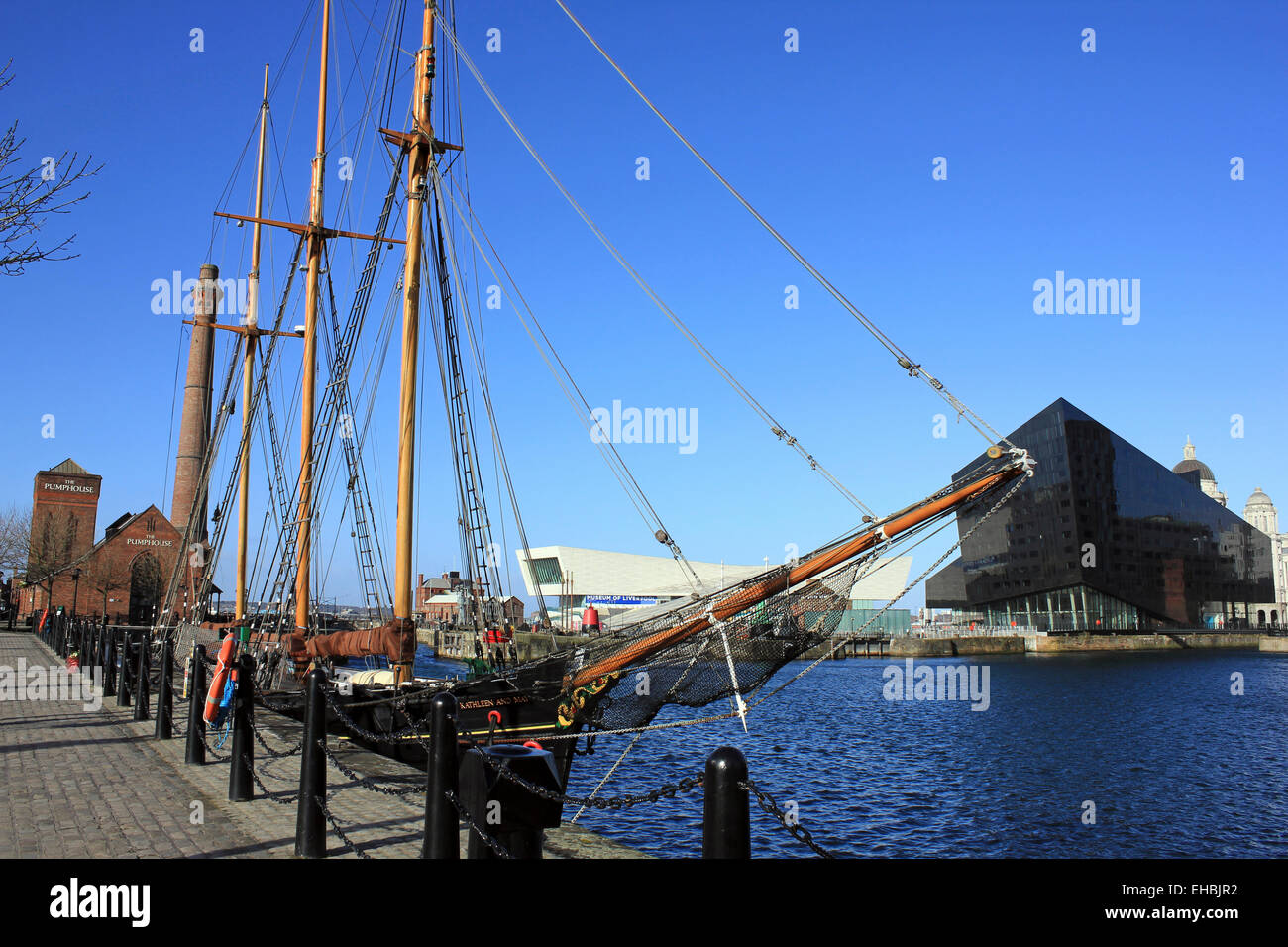 The 'Kathleen and May' Tall Ship in Liverpool's Canning Dock Stock Photo