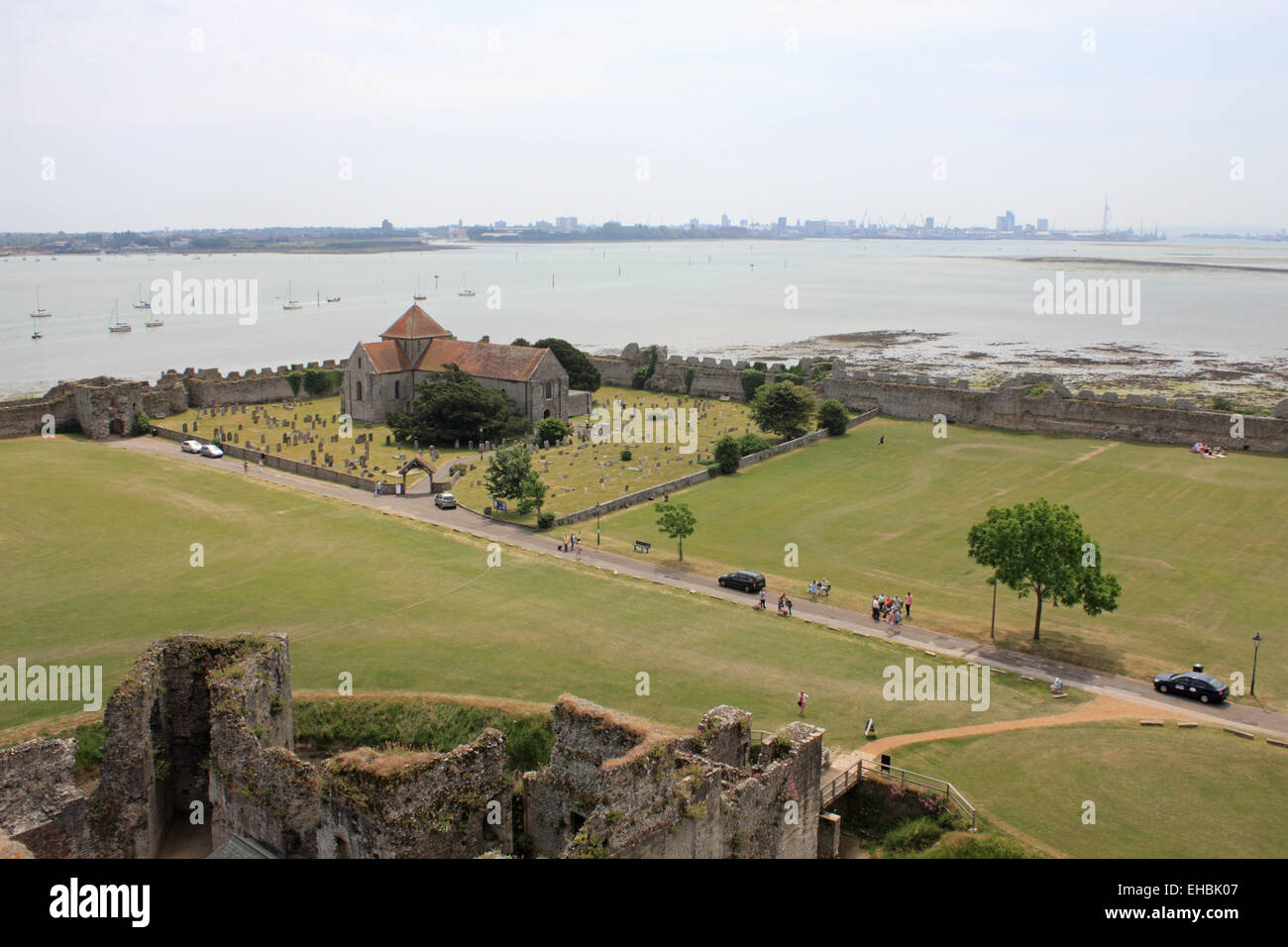 Portchester Castle is a medieval castle in Fareham, Hampshire, England, UK. Stock Photo