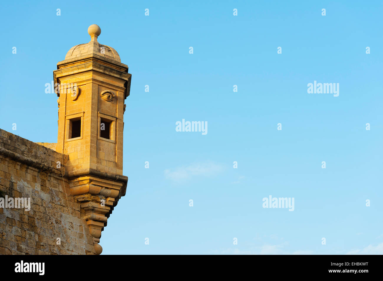 Mediterranean Europe, Malta, The Three Cities, Senglea (L-Isla), watchtower Stock Photo