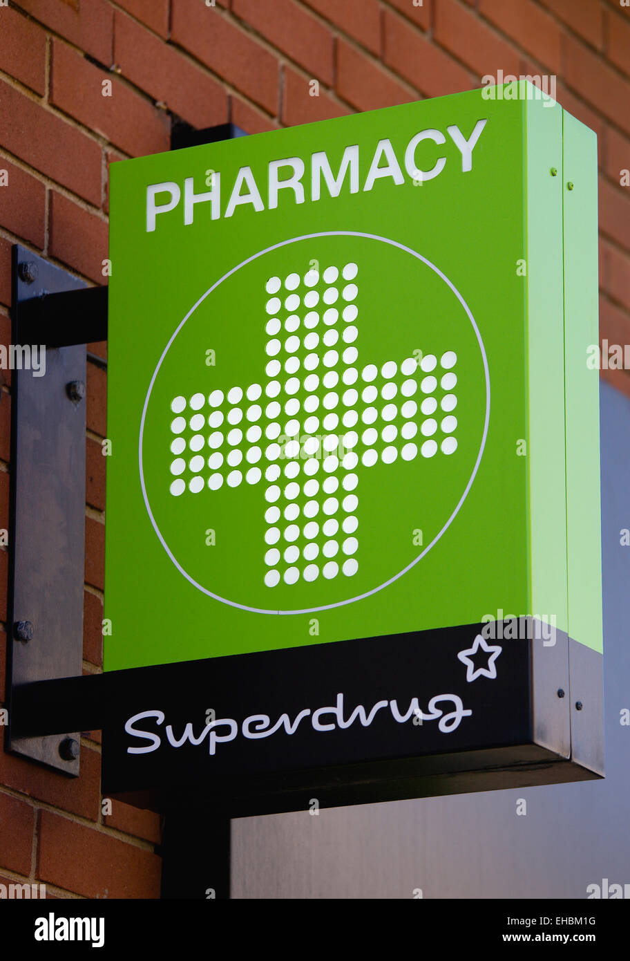 Business, Shops, Shopping, Superdrug Pharmacy sign on high street store. Stock Photo