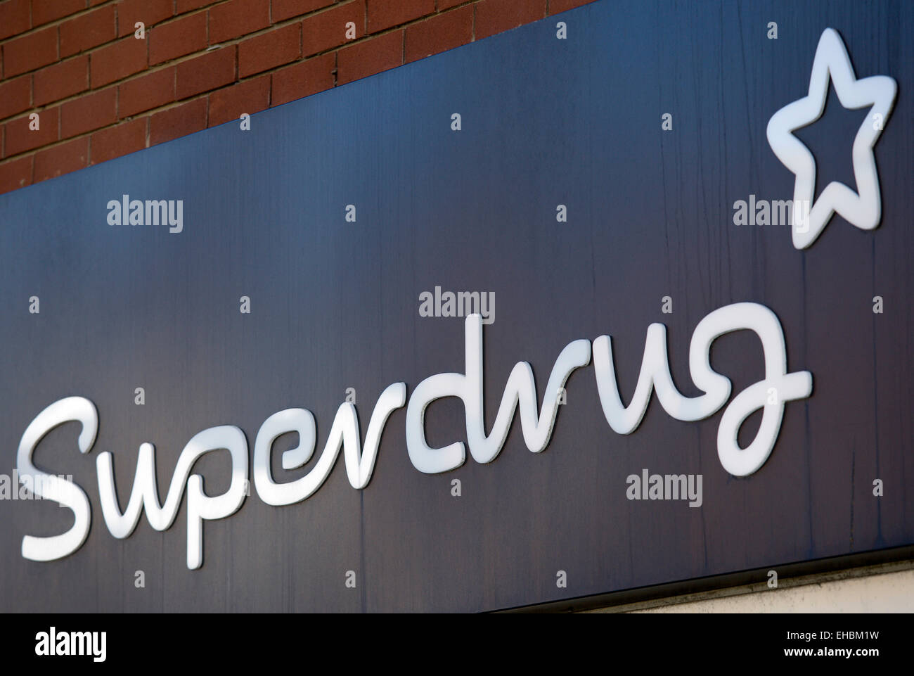 Business, Shops, Shopping, Superdrug sign on high street store facade. Stock Photo