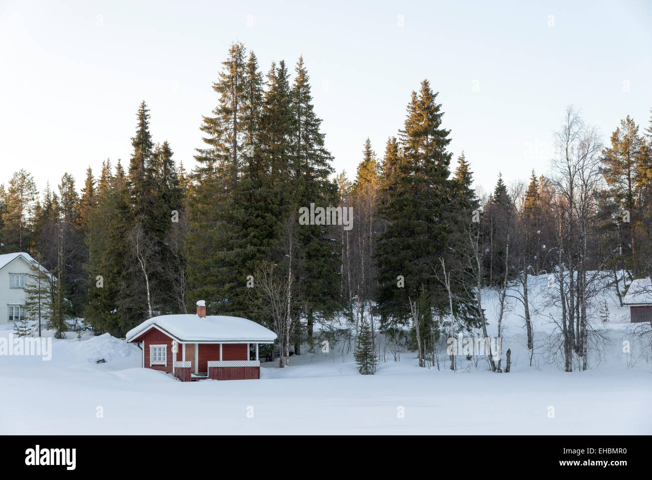 A cabin or house in the wilderness and woods in Levi Lapland Finland in