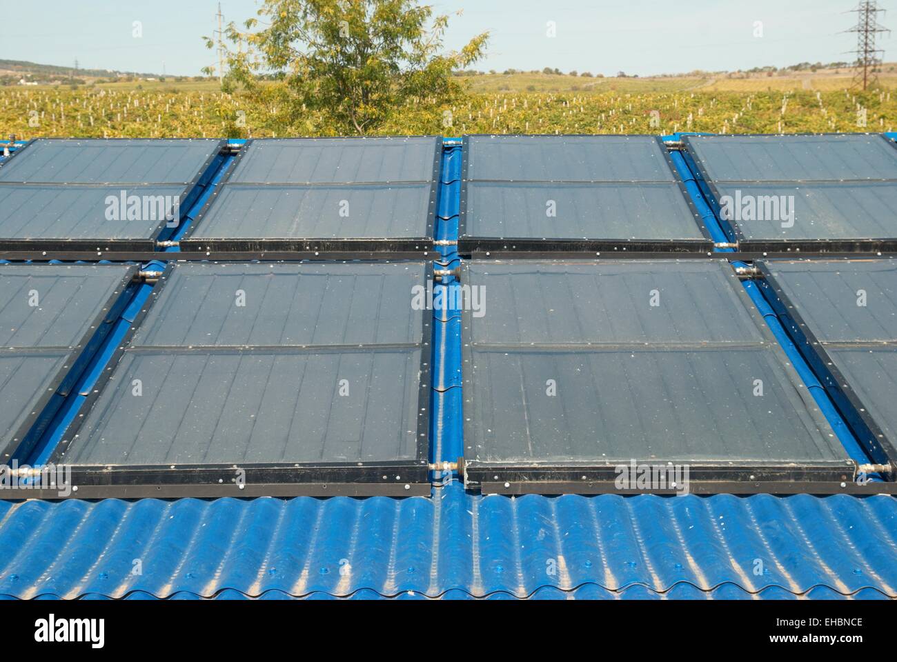 Solar water heating system on the house roof Stock Photo - Alamy