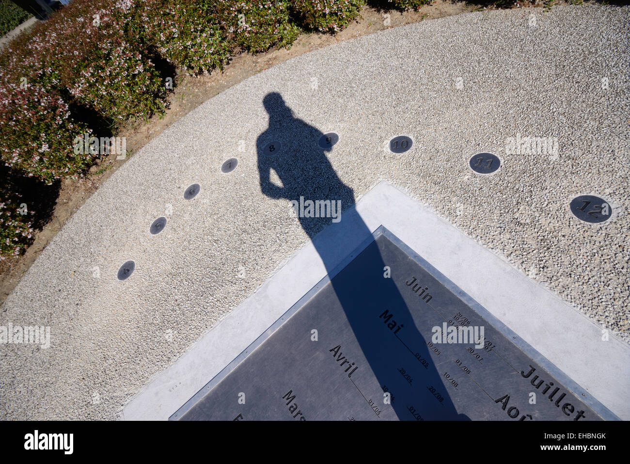 Human Gnomon Analemmatic Sundial Using Shadow as Gnomon Cité de l'Espace Toulouse France Stock Photo