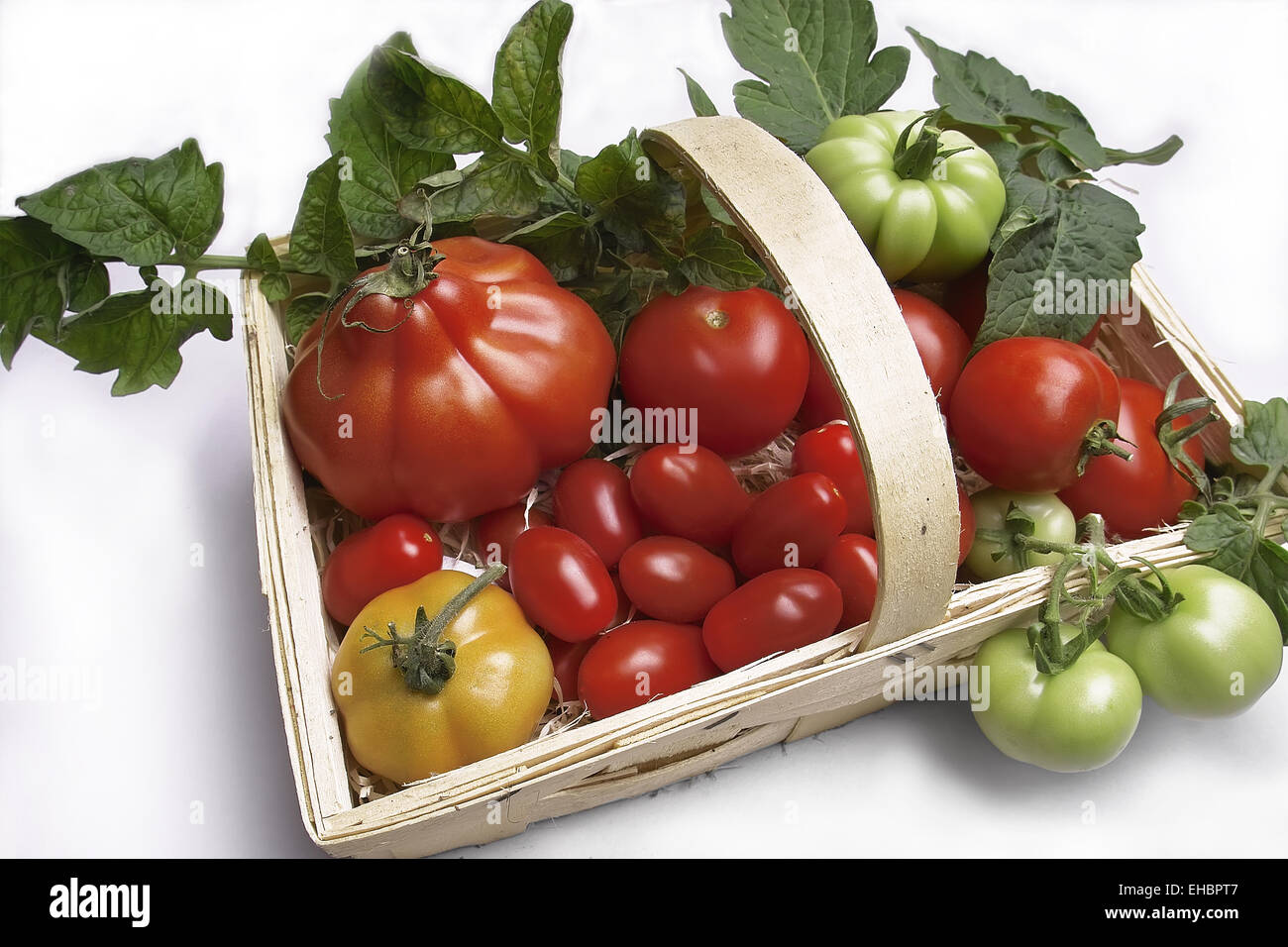 Tomatoes in basket Stock Photo - Alamy