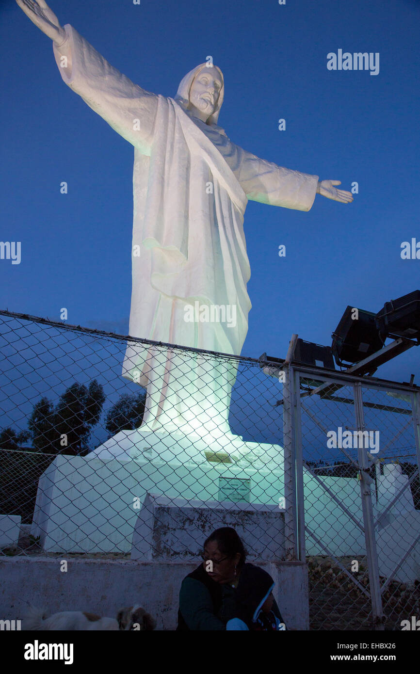 Cristo Blanco, white Christ Cusco, Urubamba Province, Peru Stock Photo