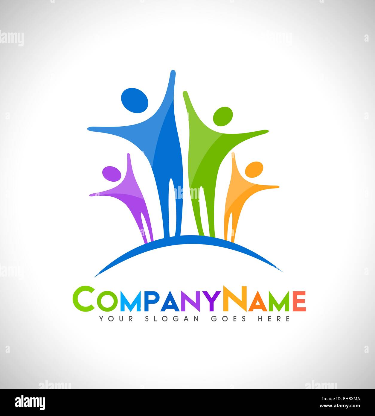 People Logo Design. Unity Logo design concept with business card template. Stock Photo