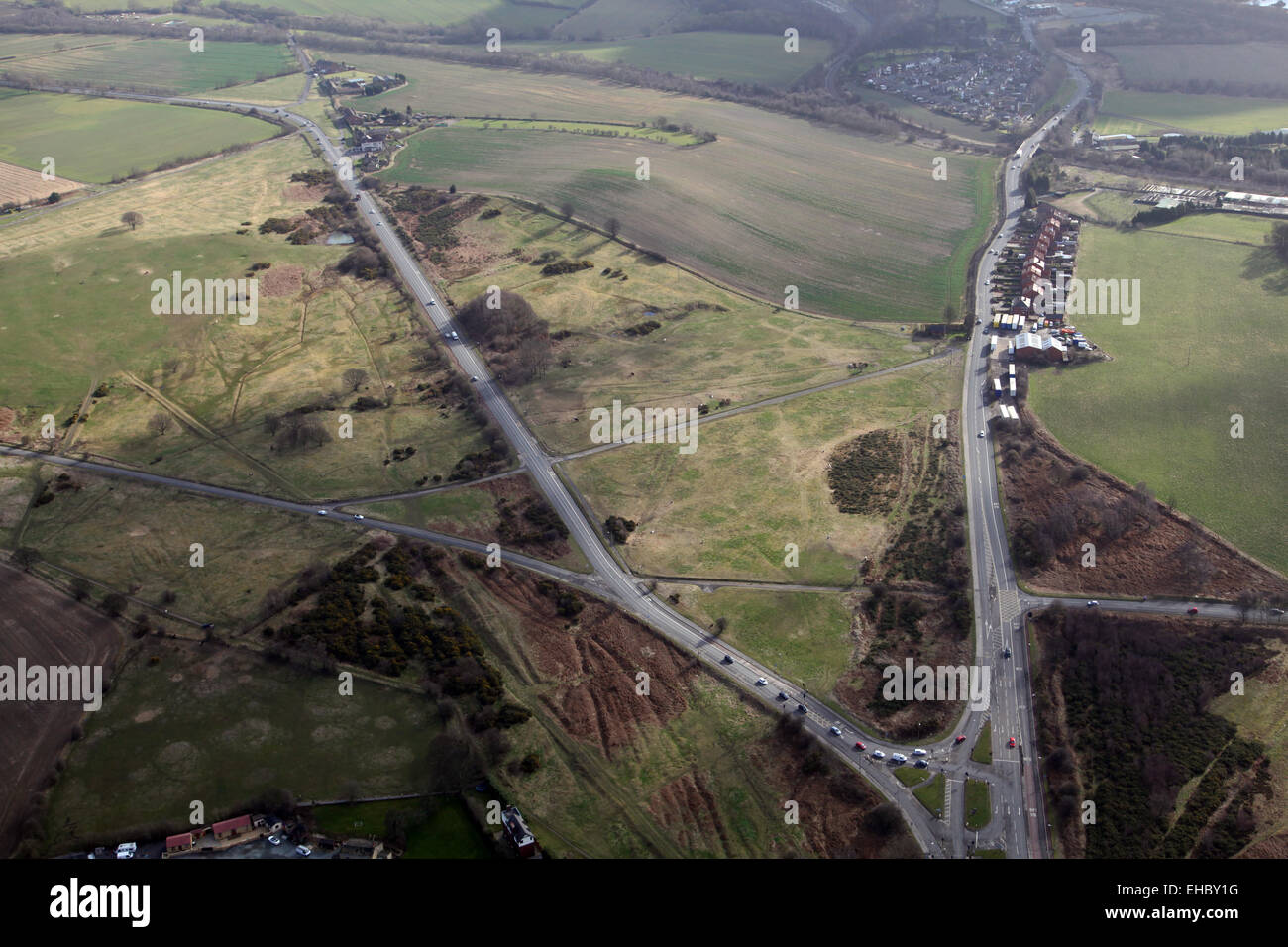 aerial view of Sharlston Common near Wakefield, West Yorkshire, UK Stock Photo