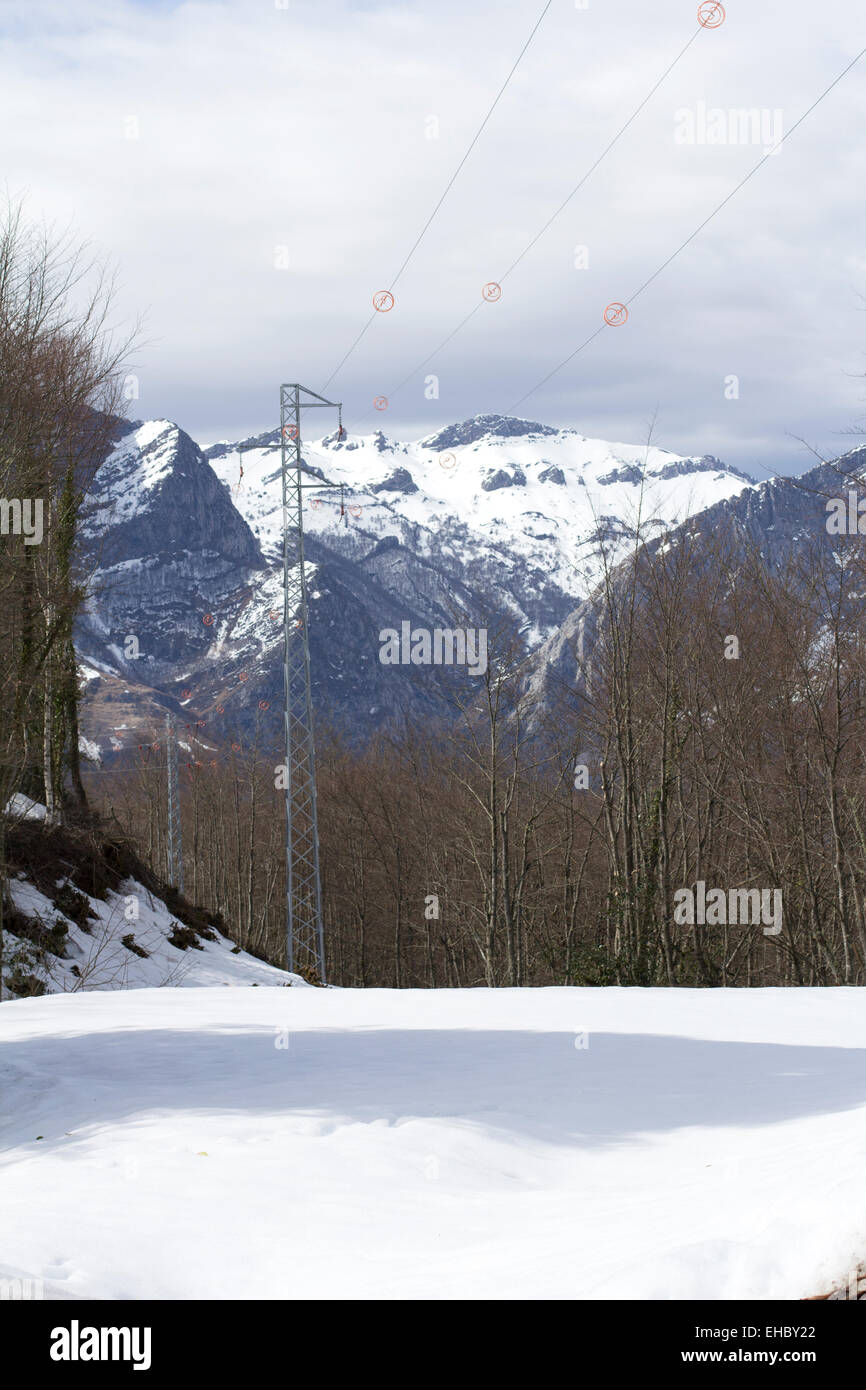 There is a pylon in the middle of the mountains Stock Photo - Alamy
