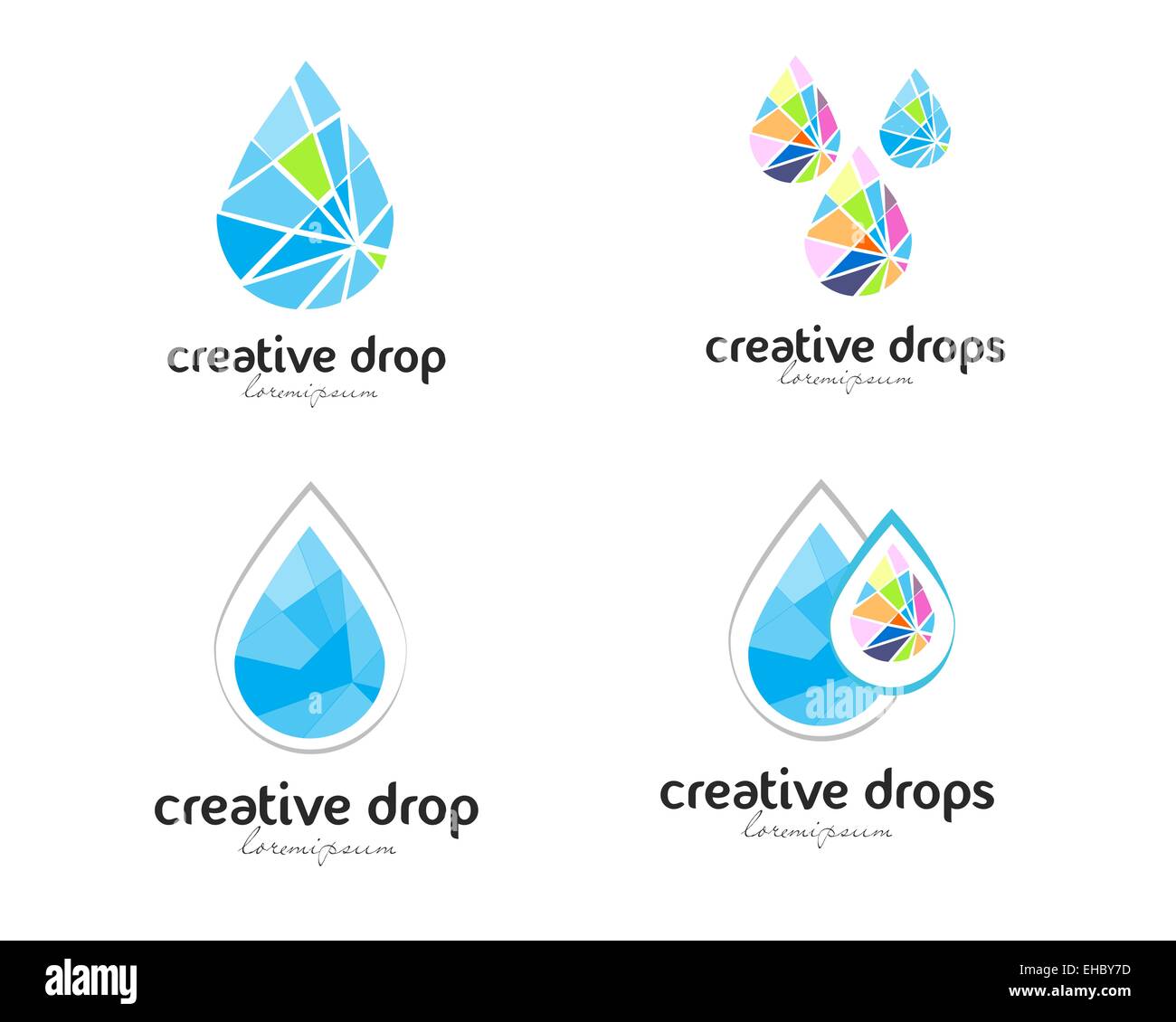 Water drop logo vector. Creative abstract logos made of water drops Stock Photo