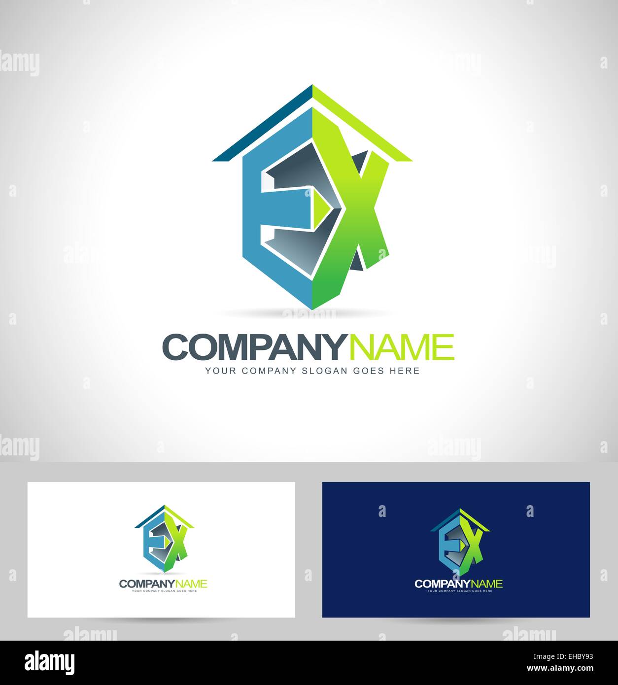 Ex Company Logo. Creative concept with ex letters green and blue colors Stock Photo