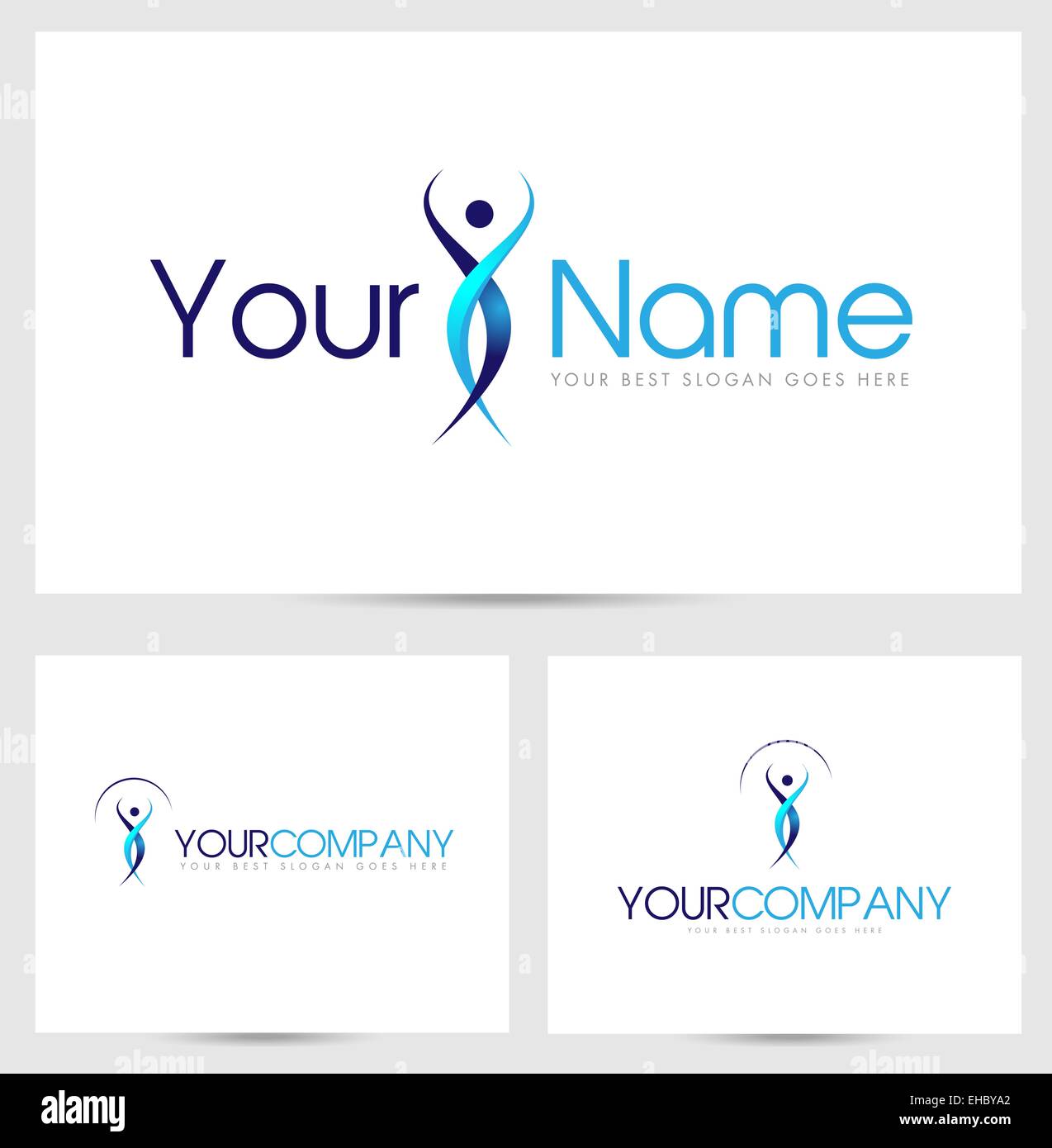 Silhouette Logo. Creative abstract silhouette of a man and company name text. Stock Photo