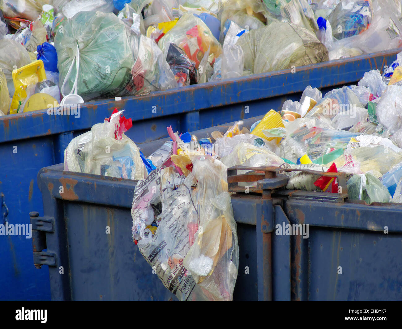 Yellow plastic bags with waste Stock Photo Alamy