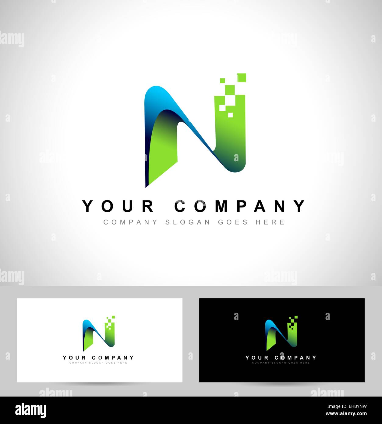 Abstract letter N logo design with business card template Stock Photo
