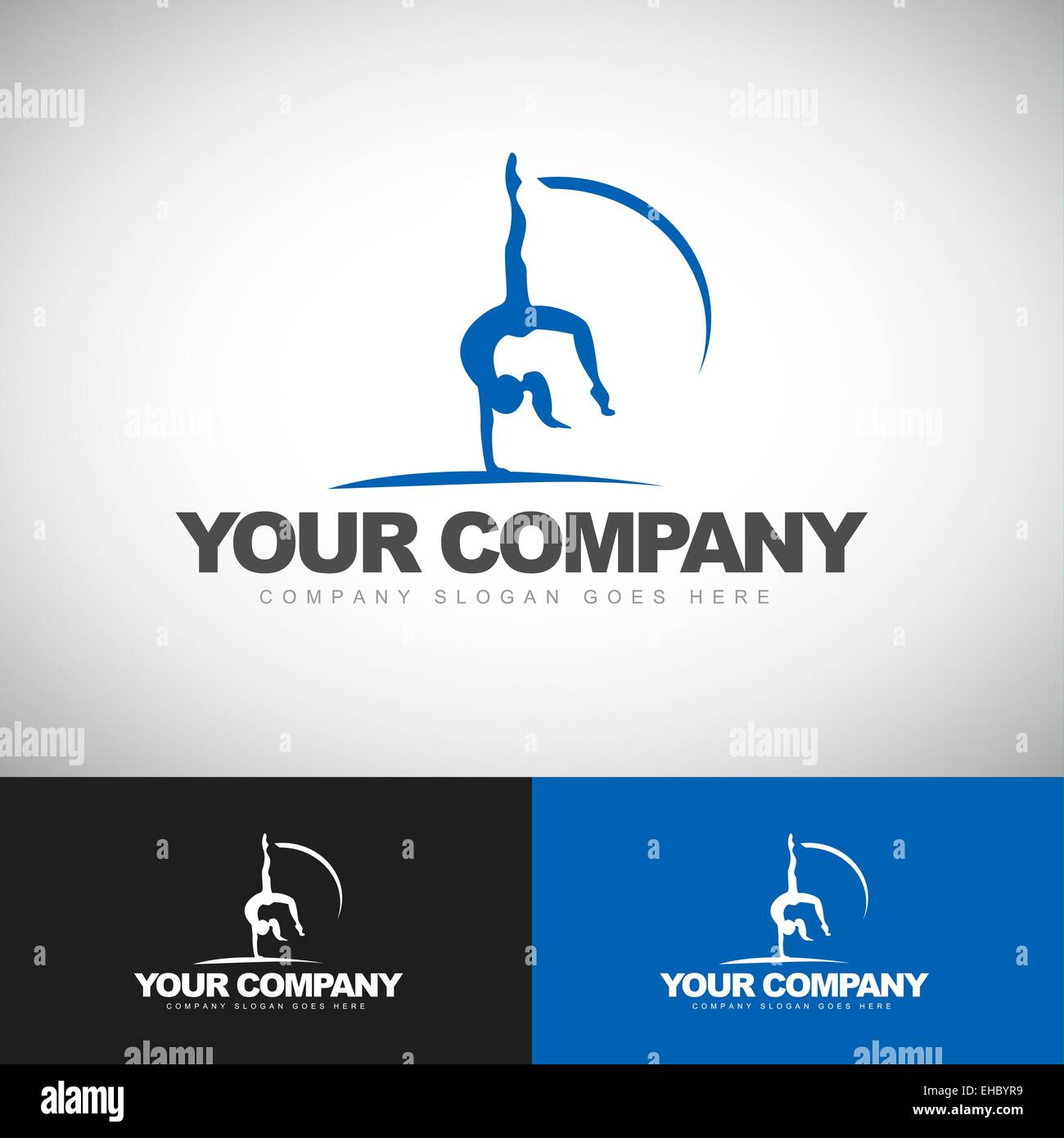 Sport Logo silhouette of a woman exercising.Vector sport logo Stock