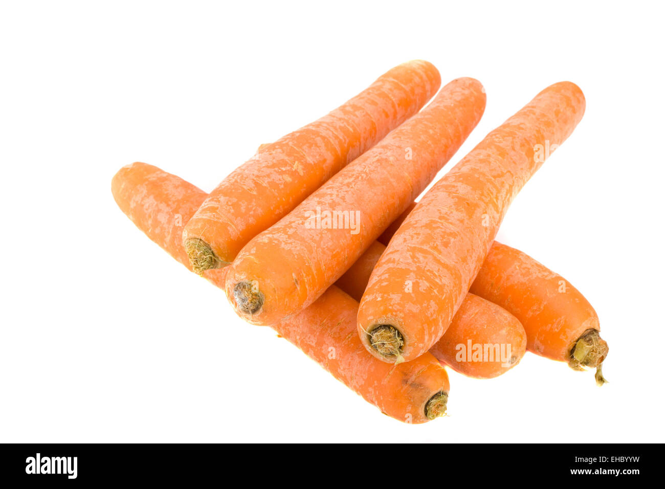 sechs Karotten über weißem Hintergrund Stock Photo