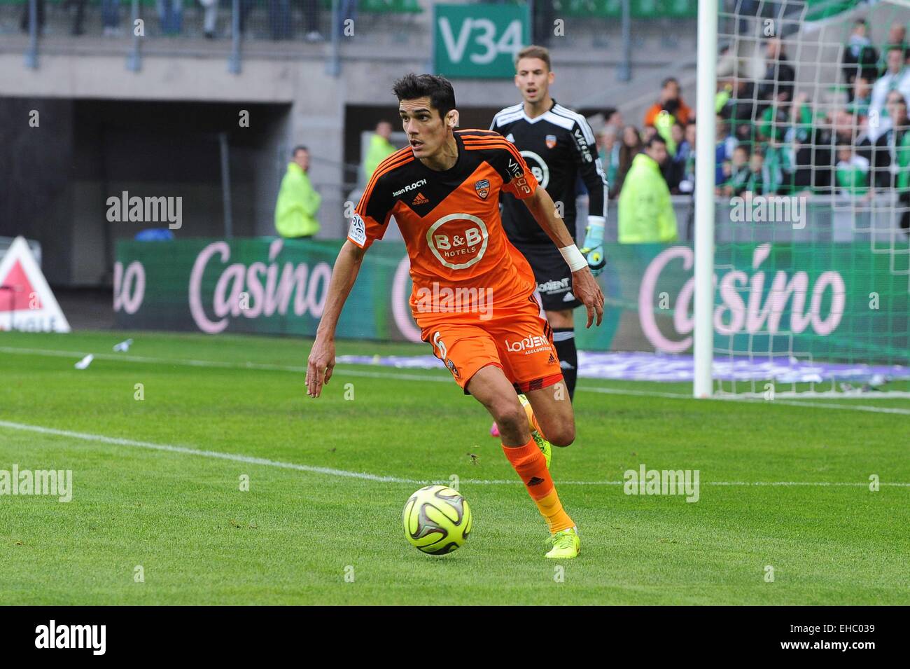 Francois BELLUGOU - 08.03.2015 - Saint Etienne / Lorient - 28eme journee de Ligue 1.Photo : Jean Paul Thomas / Icon Sport Stock Photo