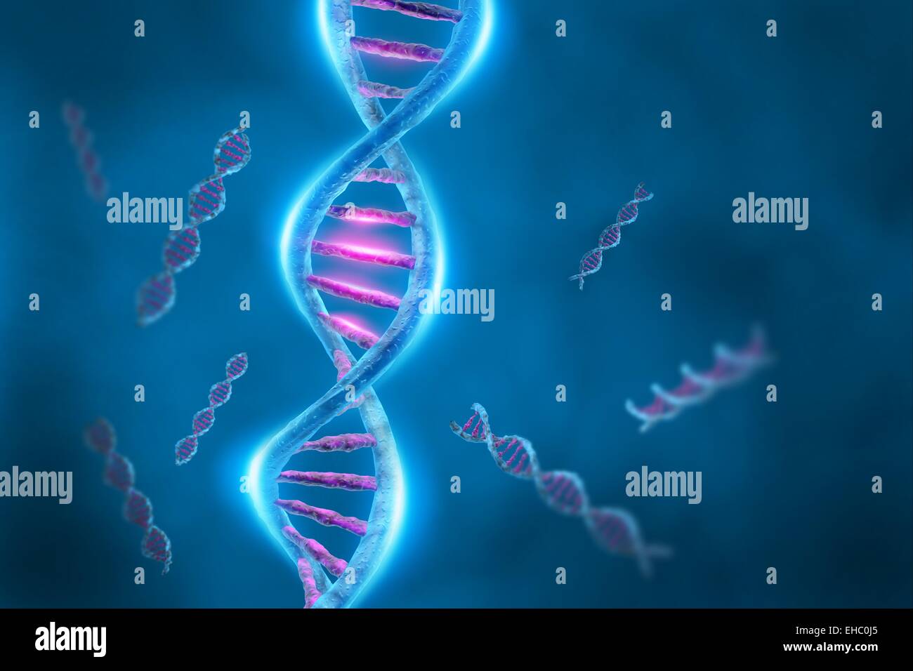 A 3D illustration representing the human DNA material with