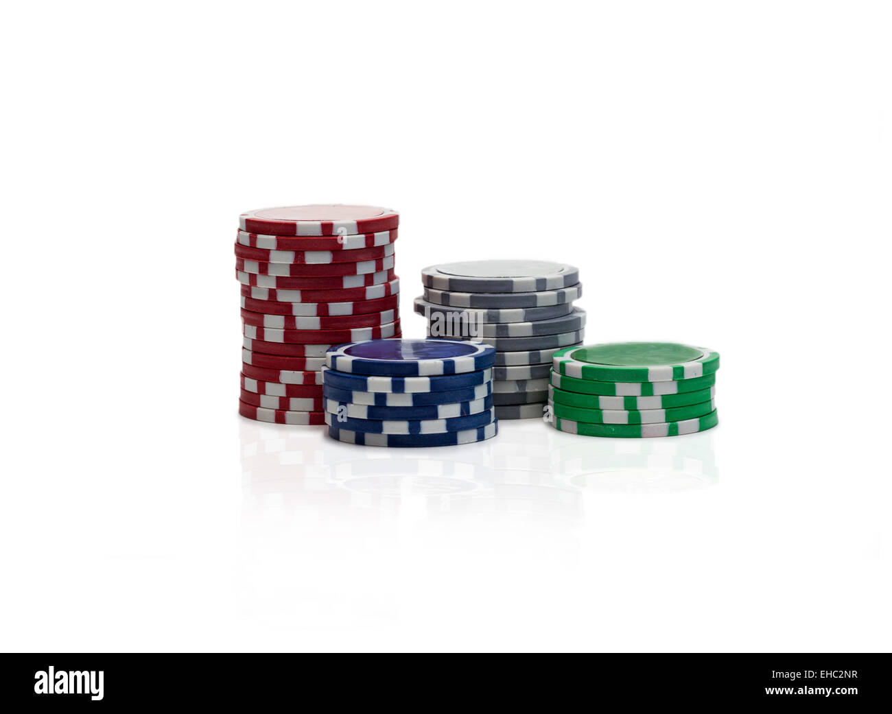 Gambling chips over white Stock Photo