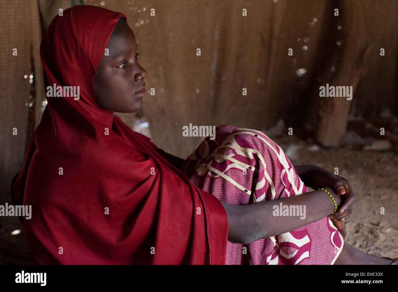 Tera, west Niger; Fatima Ismaghil, 13, was sold by her father as a child bride for 20 goats. Stock Photo