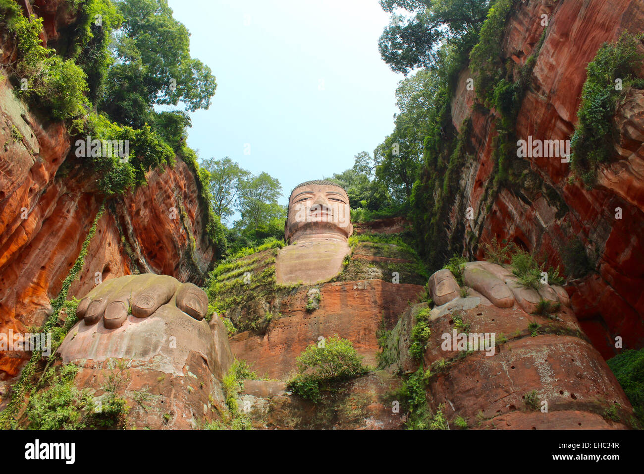 Photography of the Leshan Giant Buddha. Stock Photo