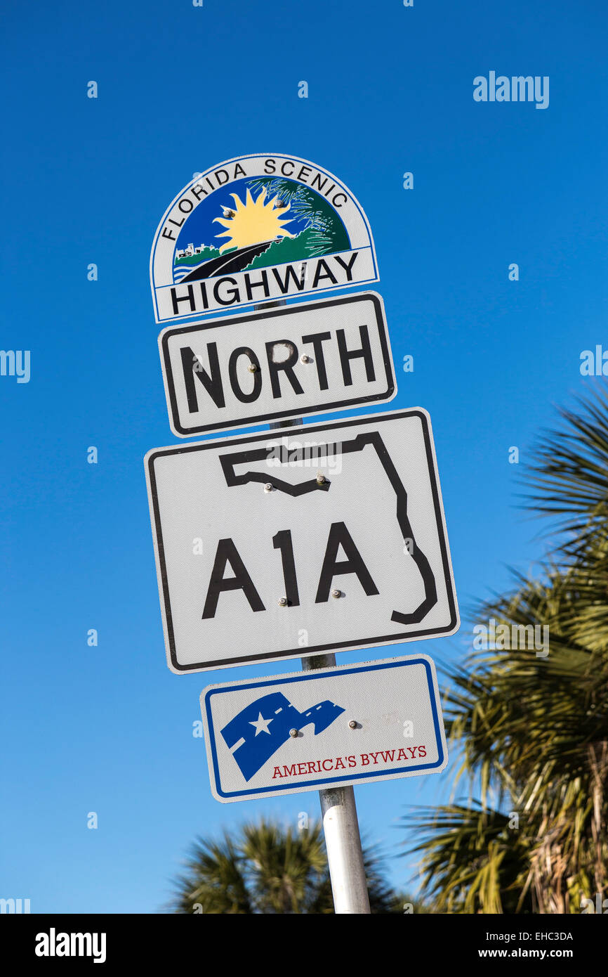 Highway A1A Sign, Florida, USA Stock Photo