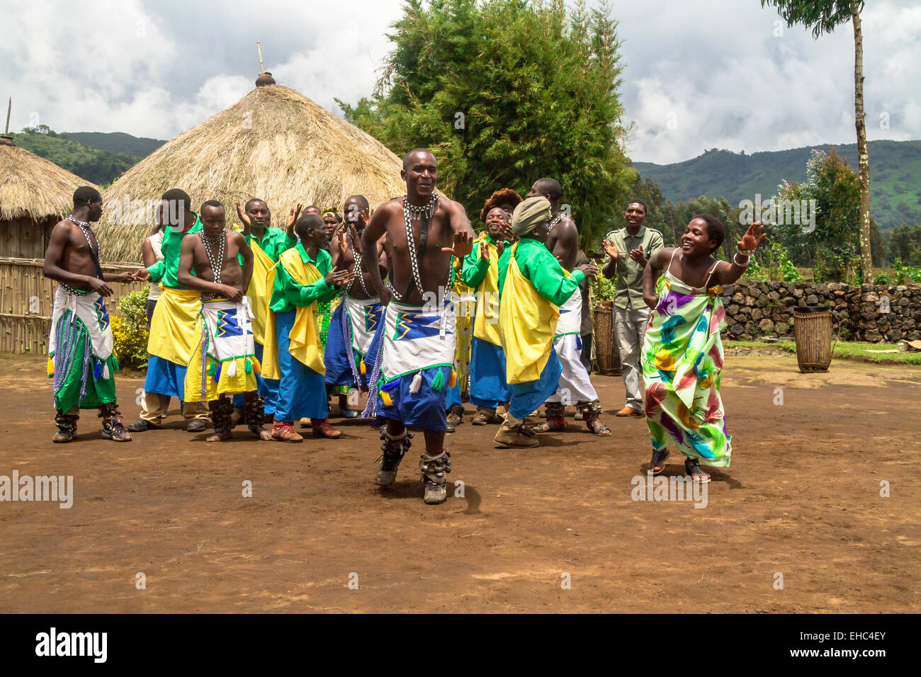 MUSANZE, RWANDA - NOVEMBER 5, 2013: Tribal Dancers of the Batwa Tribe Perform Traditional Intore Dance Stock Photo