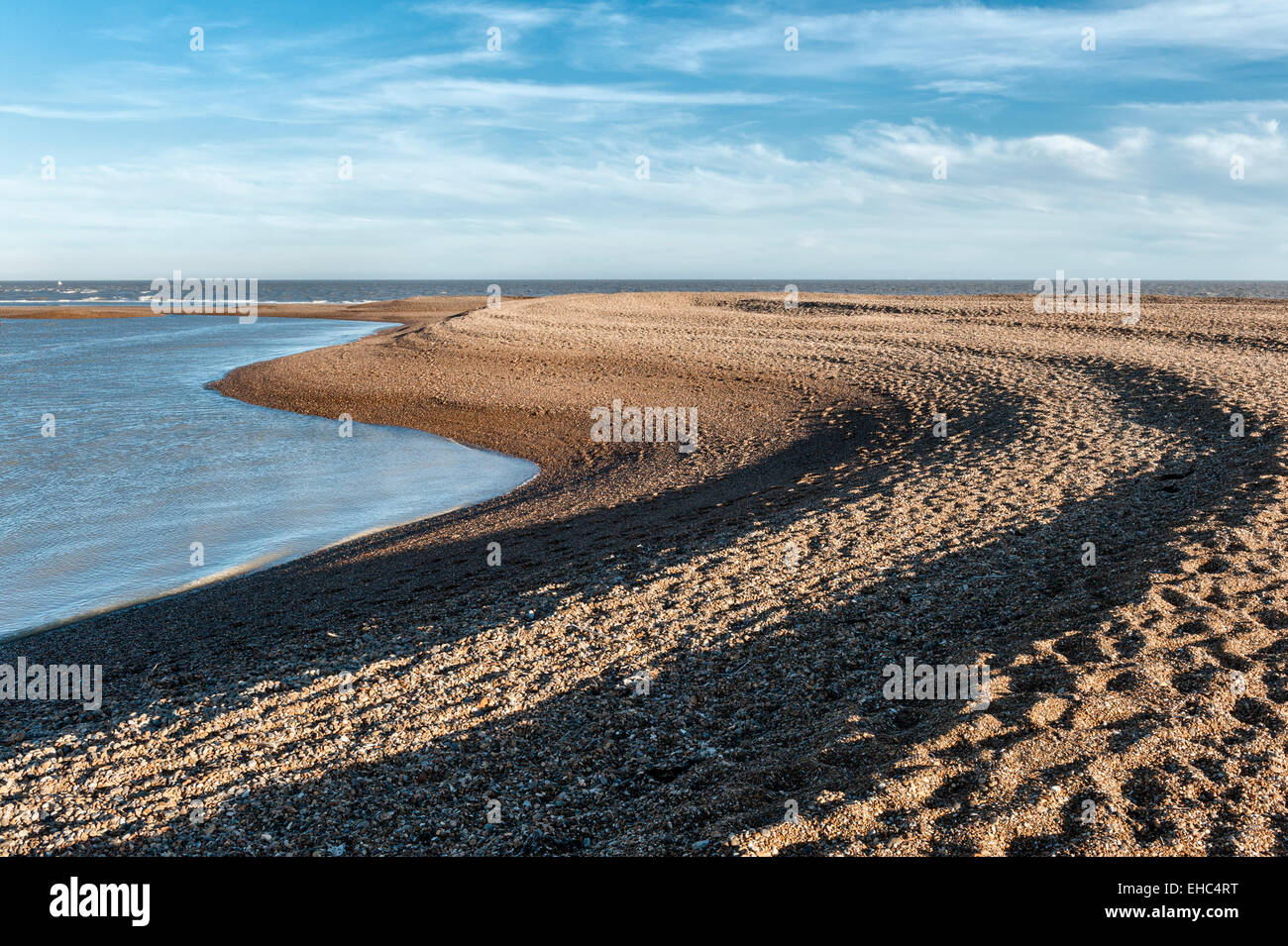 Shingle Street, Suffolk, UK. A remote and lonely beach on Britain's east coast, near Orford Ness Stock Photo