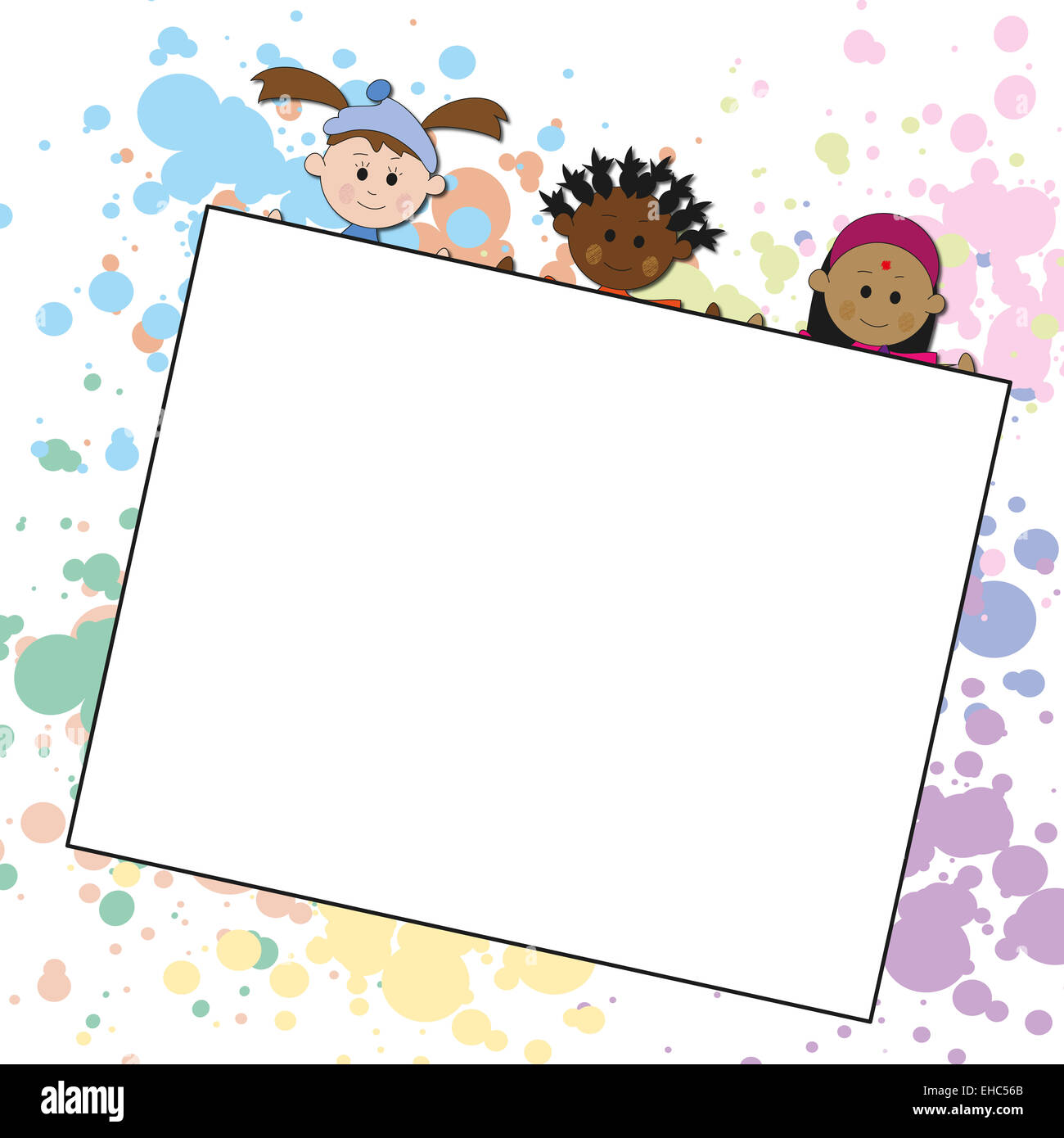 illustration of children with a white paper Stock Photo - Alamy