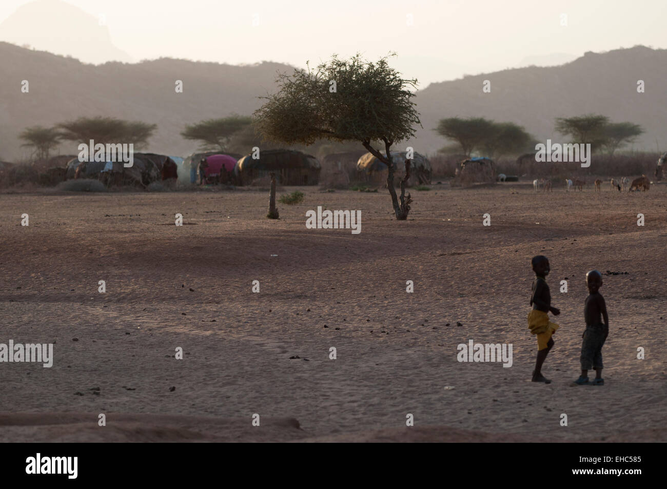 A Samburu village in Leisamis area, Kenya Stock Photo