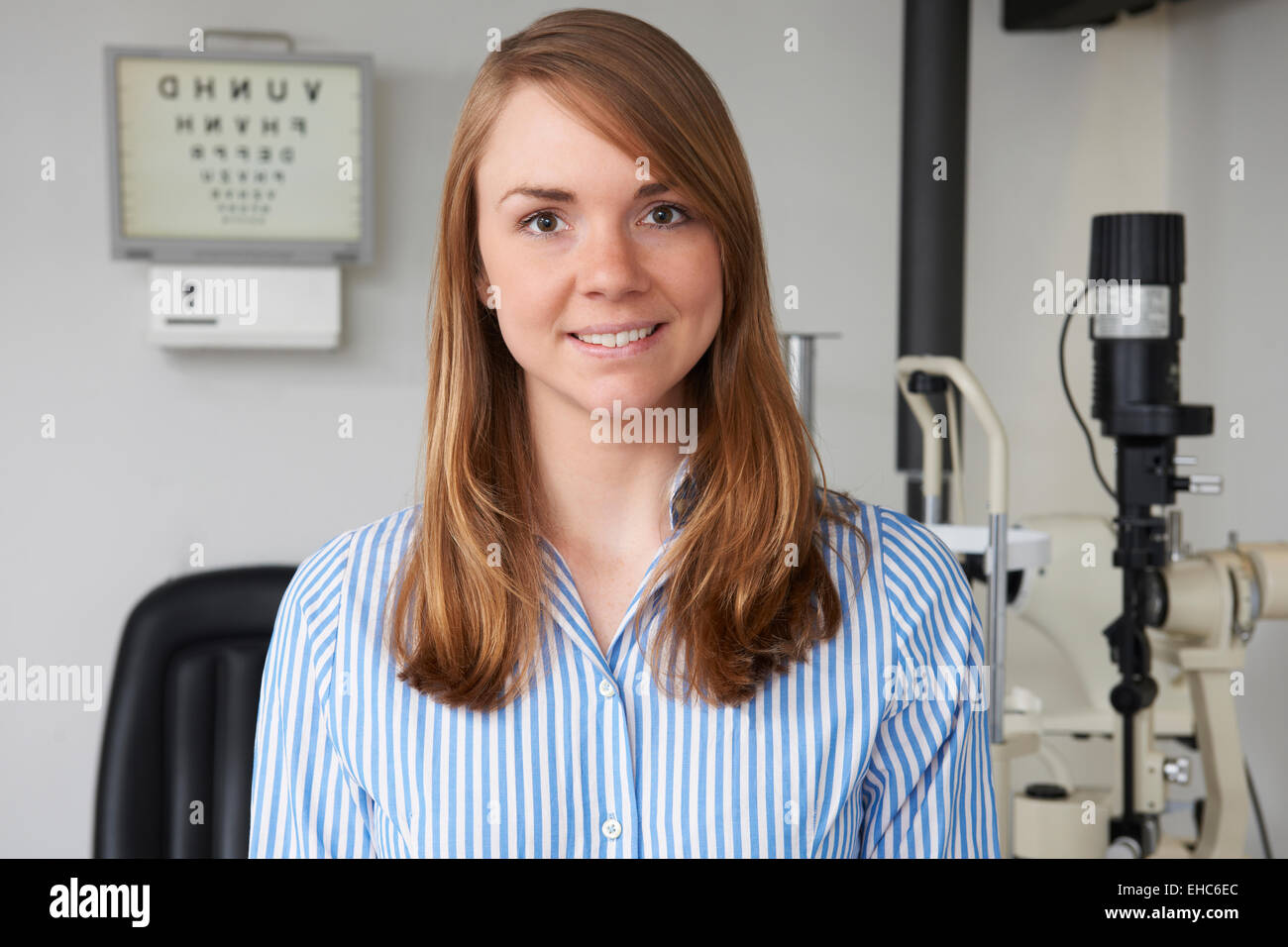 Portrait Of Female Optician In Optometrists Stock Photo Alamy