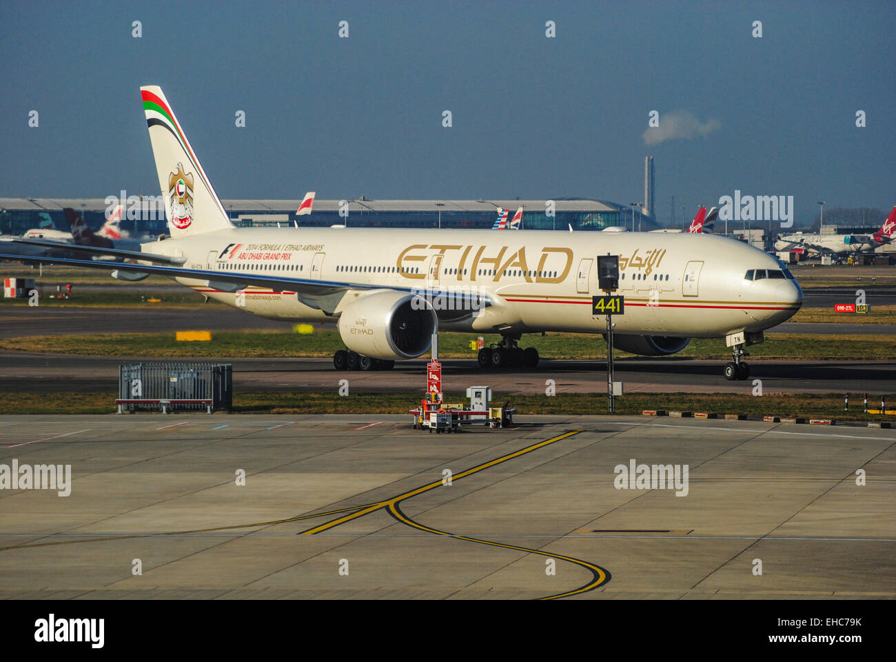 Etihad Airline jet airplane airlines Stock Photo