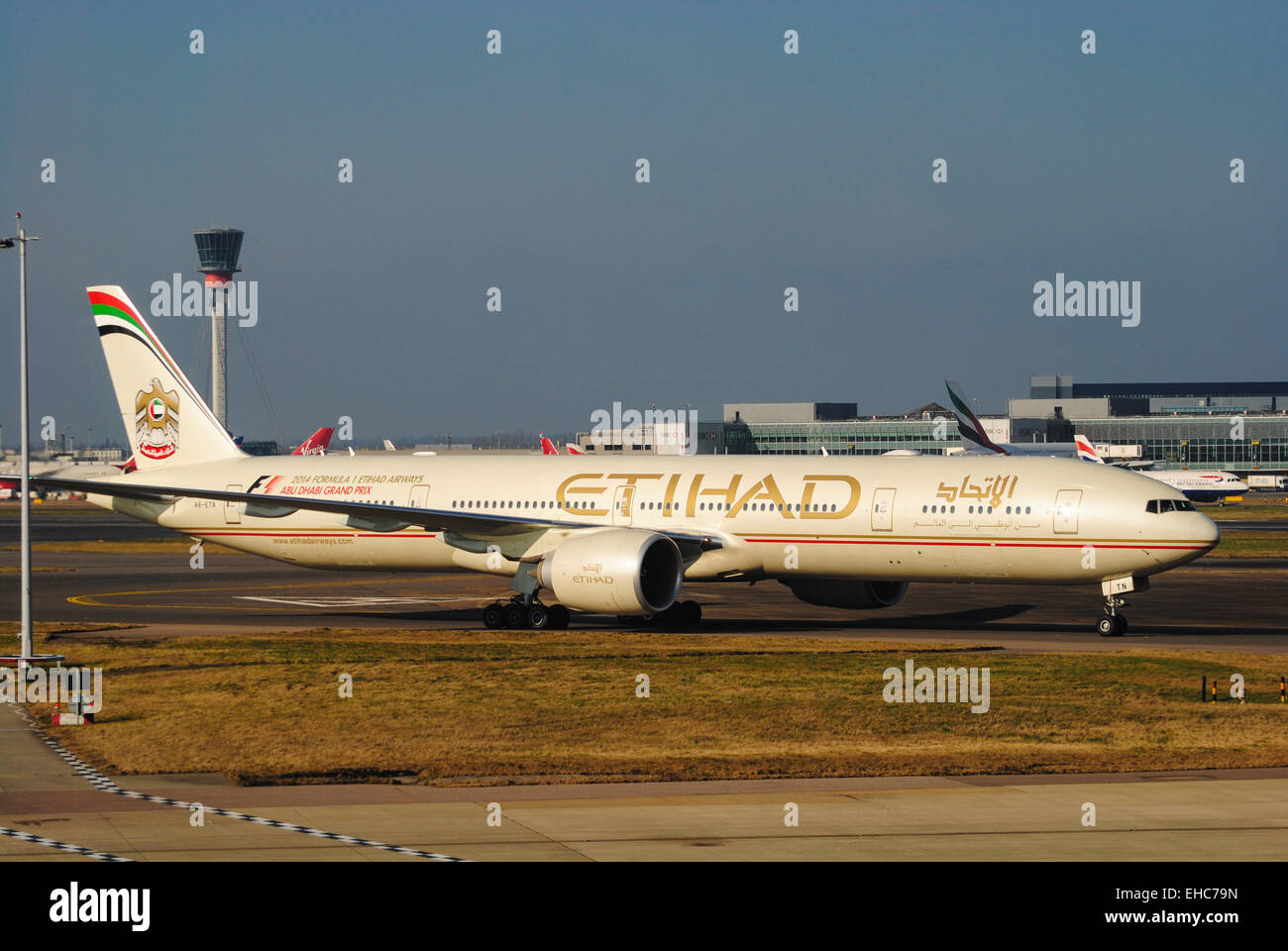 Etihad Airline jet airplane airlines Stock Photo